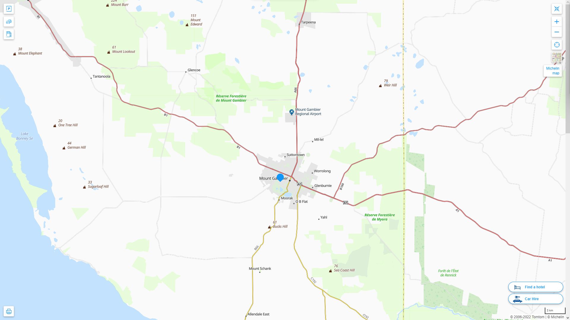 Mount Gambier Highway and Road Map